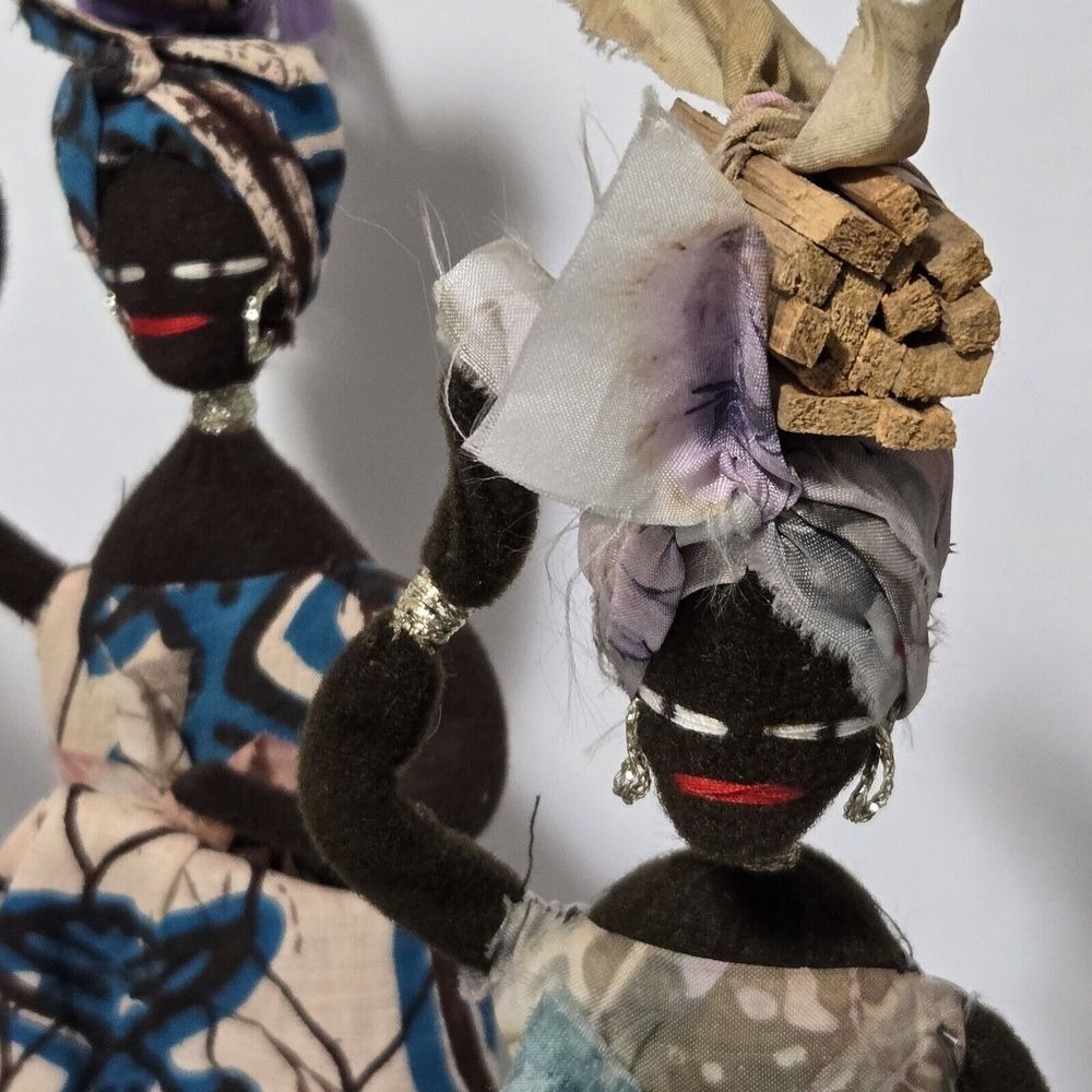 Handmade Dolls RARE Set Of 5 Cloth Bodies‎ Embroidered - Picture 4 of 16